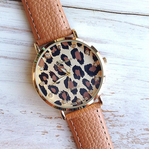 ŽENSKA USNJENA URA LEOPARD